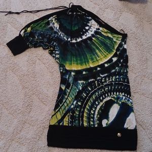 Dress (Roberto cavalli one shoulder mini dress nautilus print jersey)